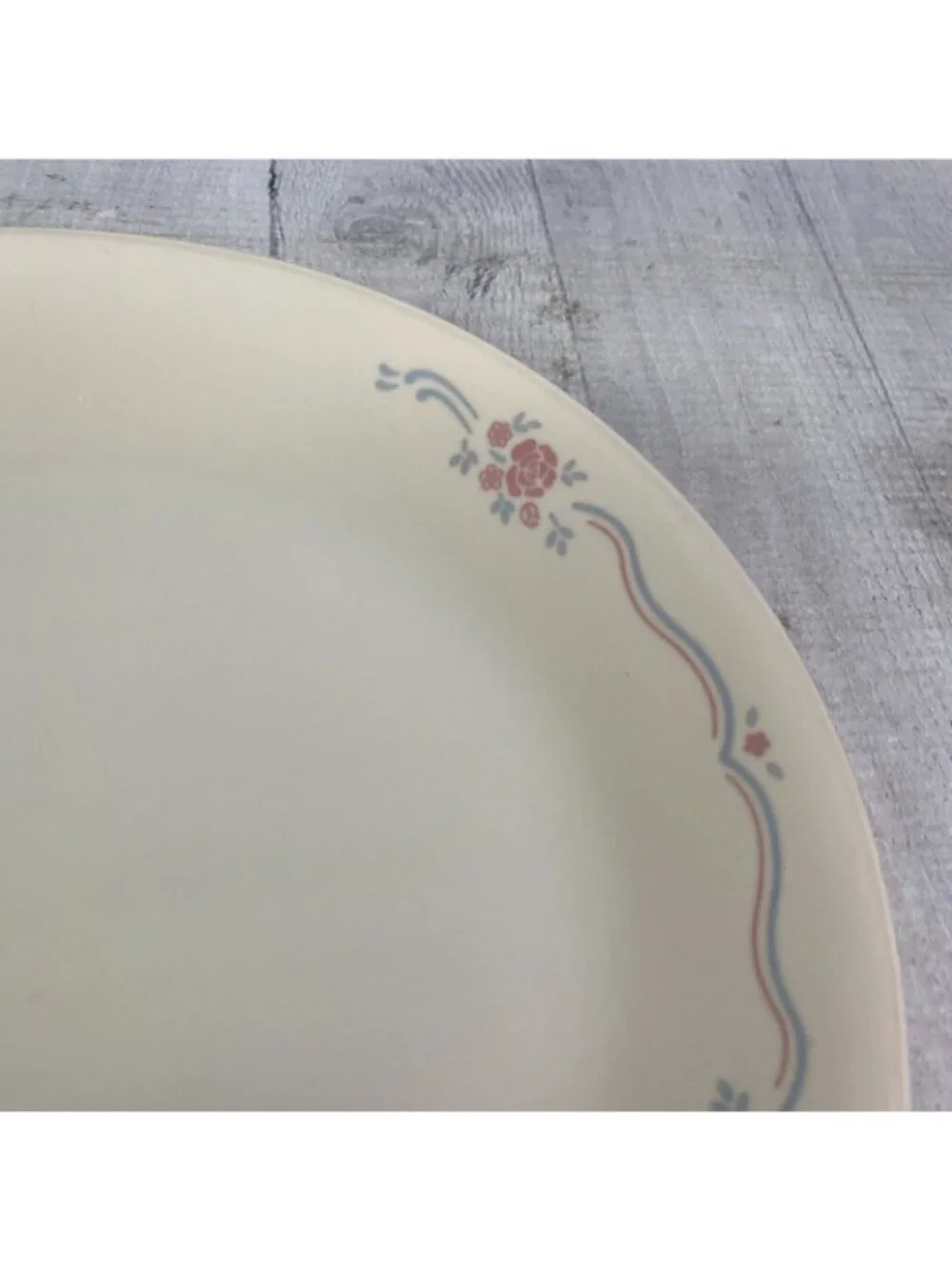 Corelle Corning ENGLISH BREAKFST Sandstone Floral Blue Pink Lines Oval Platter